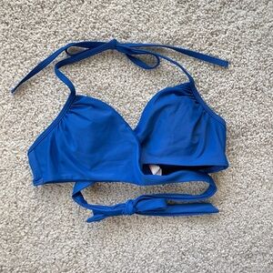 Victoria's Secret Swim Blue Retro Wrap Halter Bikini Top Size 32B (Small) Lined